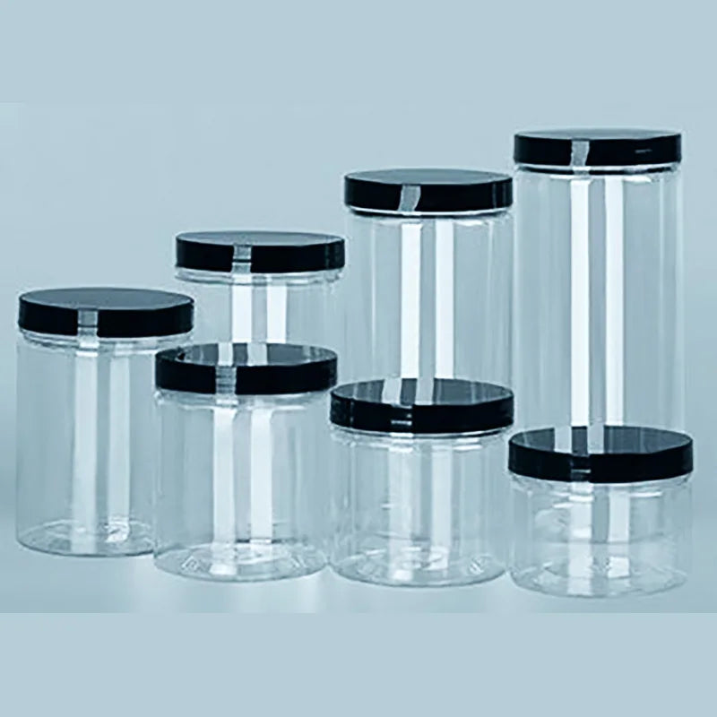 Clear Sealed Can With Lid Plastic Empty Packing Bottle Circular Storage Bucket Biscuit Jar Food Grade Sealed Cans Tank Container