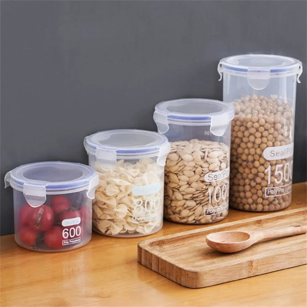 Food Storage Box Sealed Plastic Cereal Candy Dried Jars With Lid Fridge Storage Tank Containers Household Item Kitchen Organizer