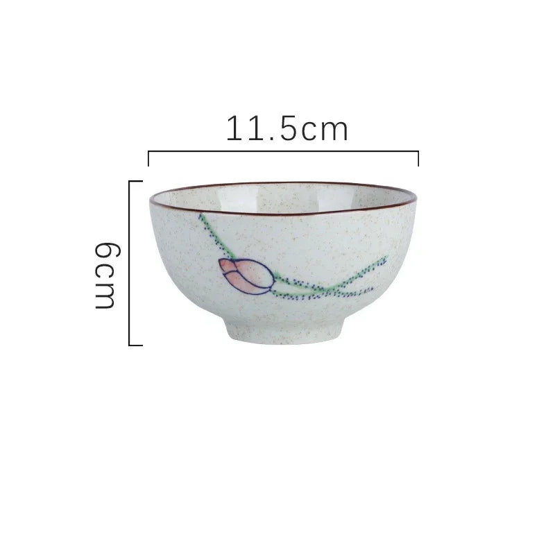 4.5-inch Ceramic Household Rice Bowl Japanese Retro Restaurant Home Tableware Eating Dishes Soup Bowl