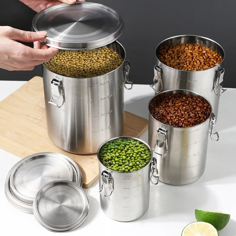 Tea Hermetic Pots Whole Grains Hermetic Containers for Food Stainless Steel Seal Sealed Container Coffee Beans Storage Airtight