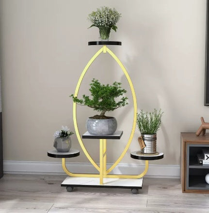 Iron Art Indoor Decorative Shelf Living Room Floor Balcony With Wheel Ornaments