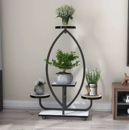 Iron Art Indoor Decorative Shelf Living Room Floor Balcony With Wheel Ornaments